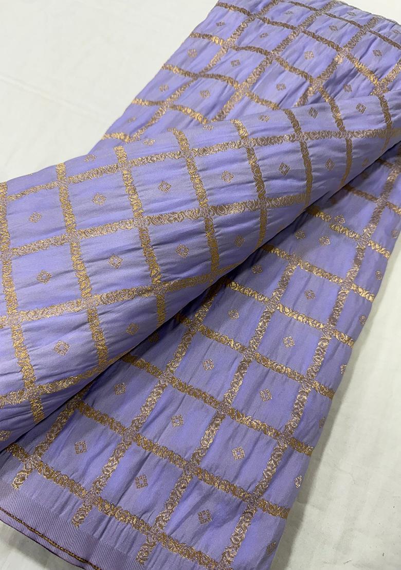 Purple Embroidered Georgette Pre Draped Saree Set - Indya