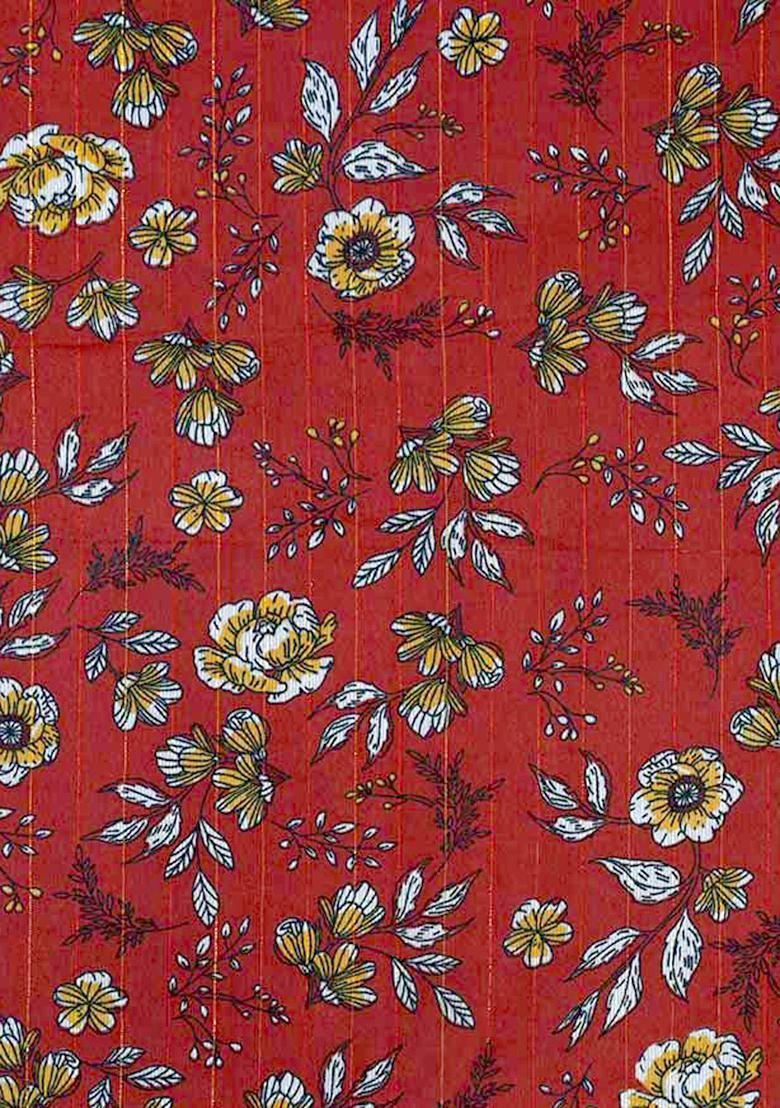 Red Printed Chiffon Fusion Set - Indya