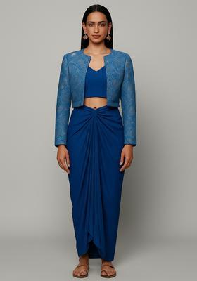 Blue Brocade Fusion Set