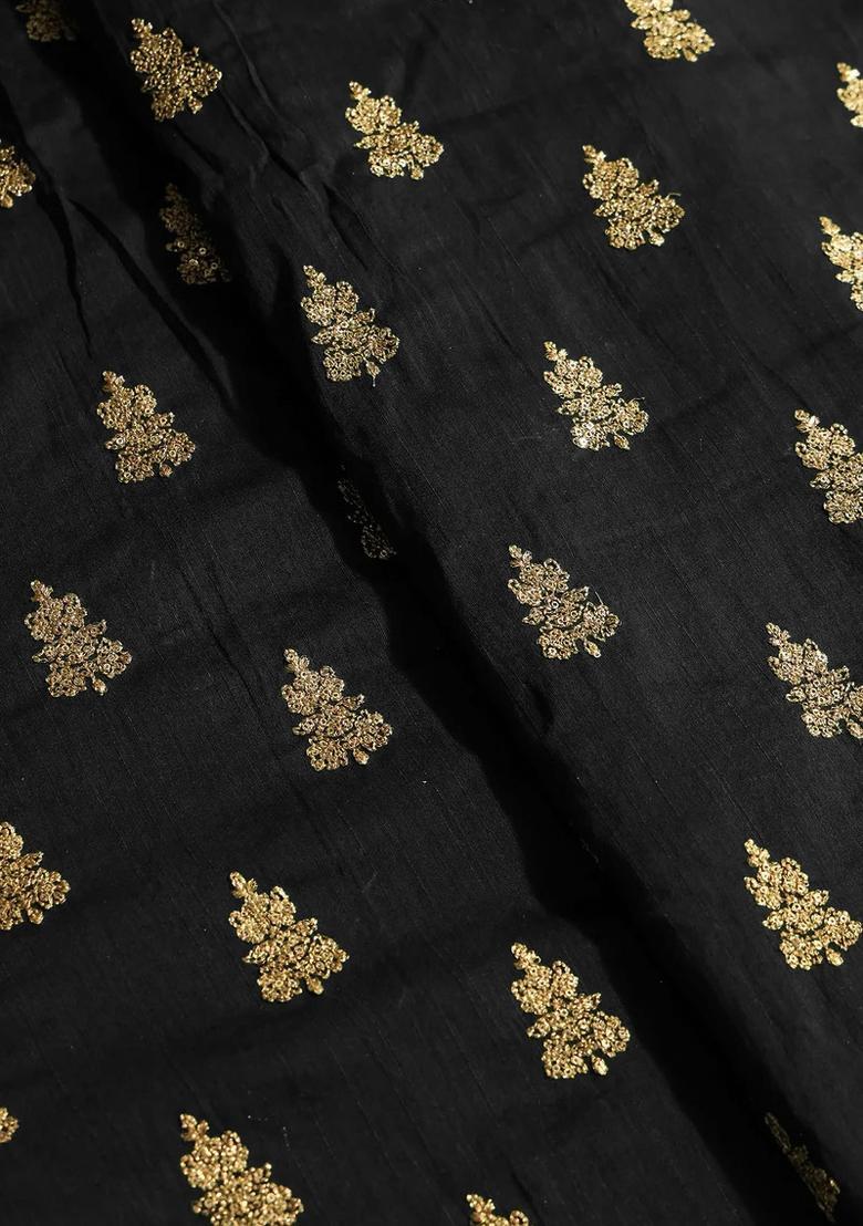 Black Embellished Blouse Georgette Fusion Set - Indya