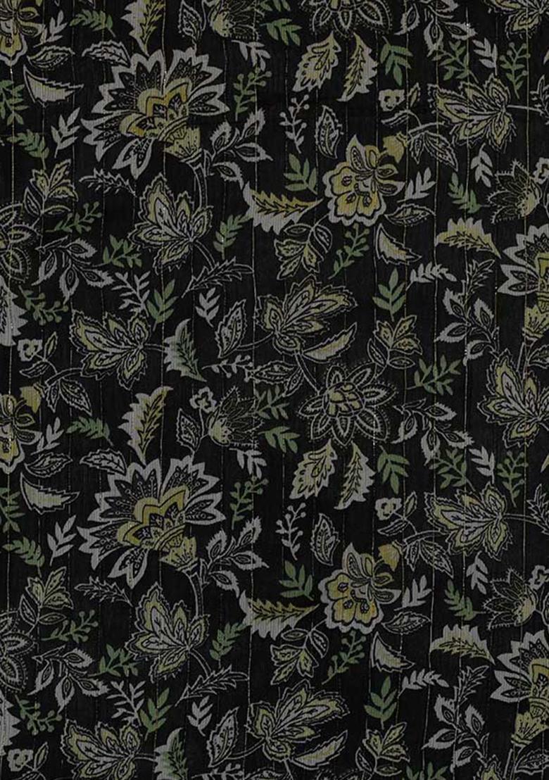 Green Floral Print Chiffon Sharara Set - Indya