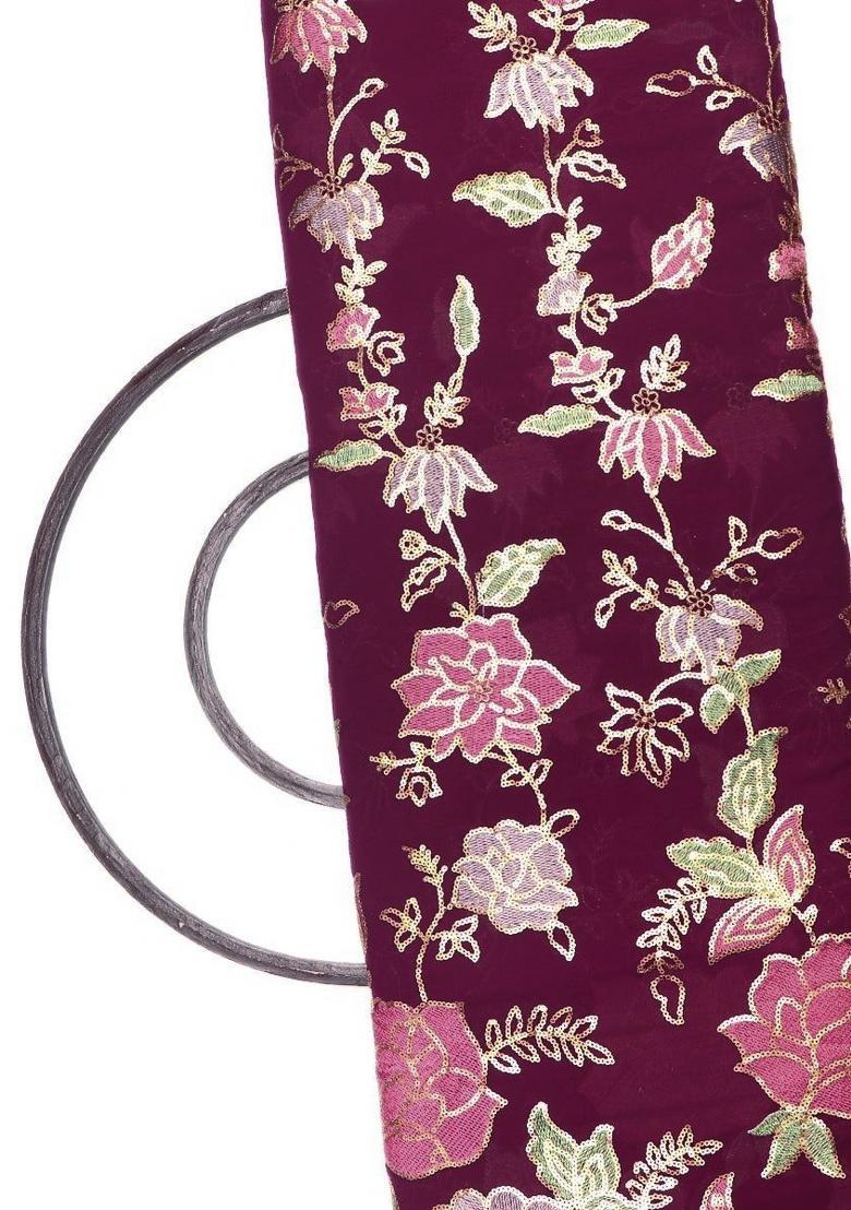 Maroon Embroidered Georgette Sharara Set - Indya