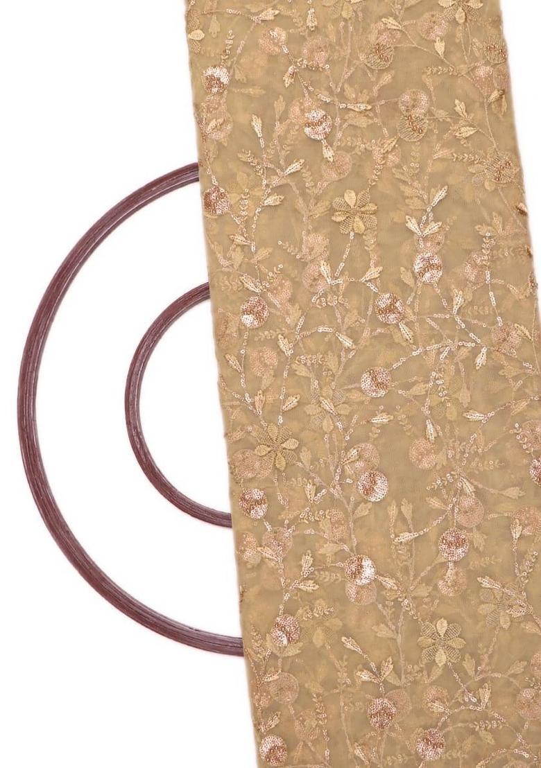 Beige Embroidered Georgette Gown - Indya