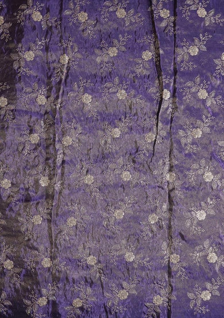 Purple Embroidered Tissue Sharara Set - Indya