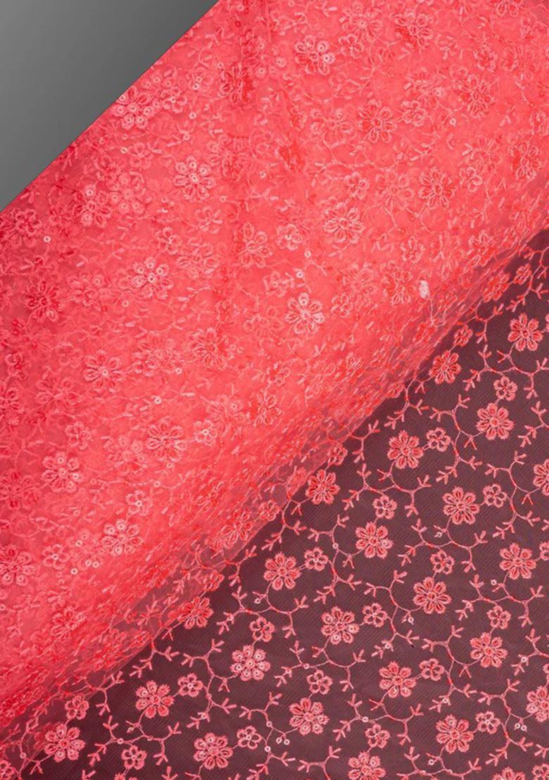 Red Embroidered Georgette Sharara Set - Indya