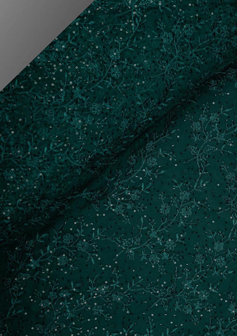 Dark Turquoise Embellished Blouse Georgette Pre Draped Saree Set - Indya