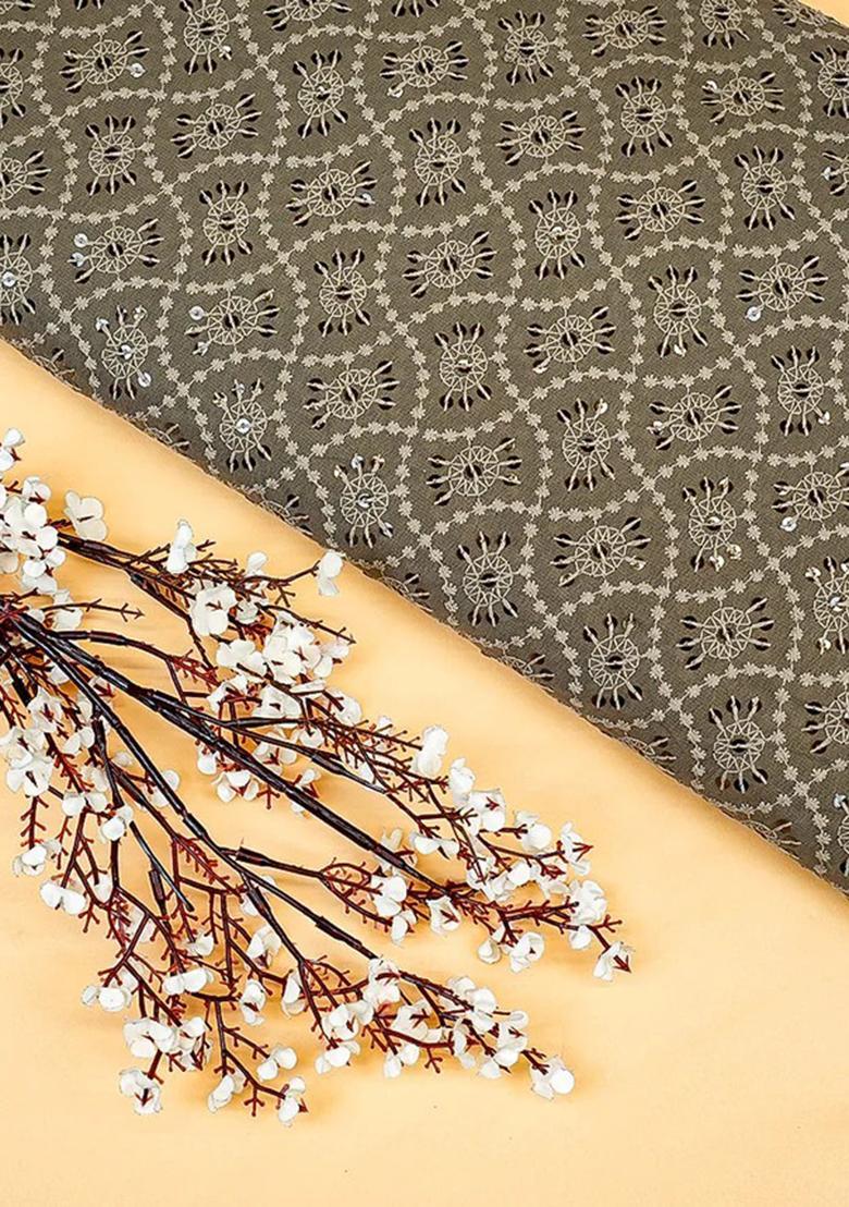Brown Sequin Embroidered Blouse Georgette Lehenga Set - Indya