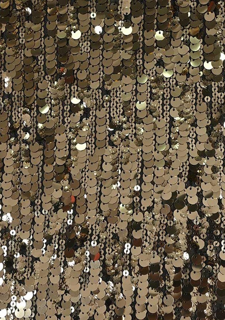 Golden Embellished Blouse Georgette Pre Draped Saree Set - Indya