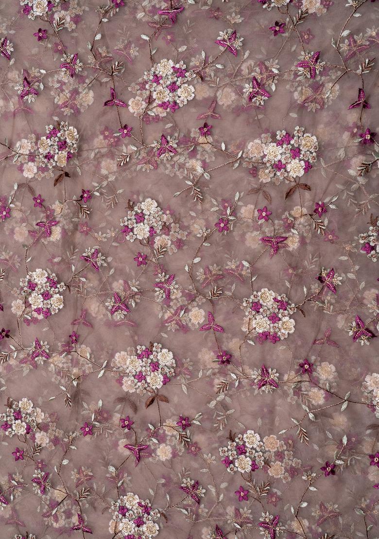 Pink Embroidered Georgette Fusion Set - Indya
