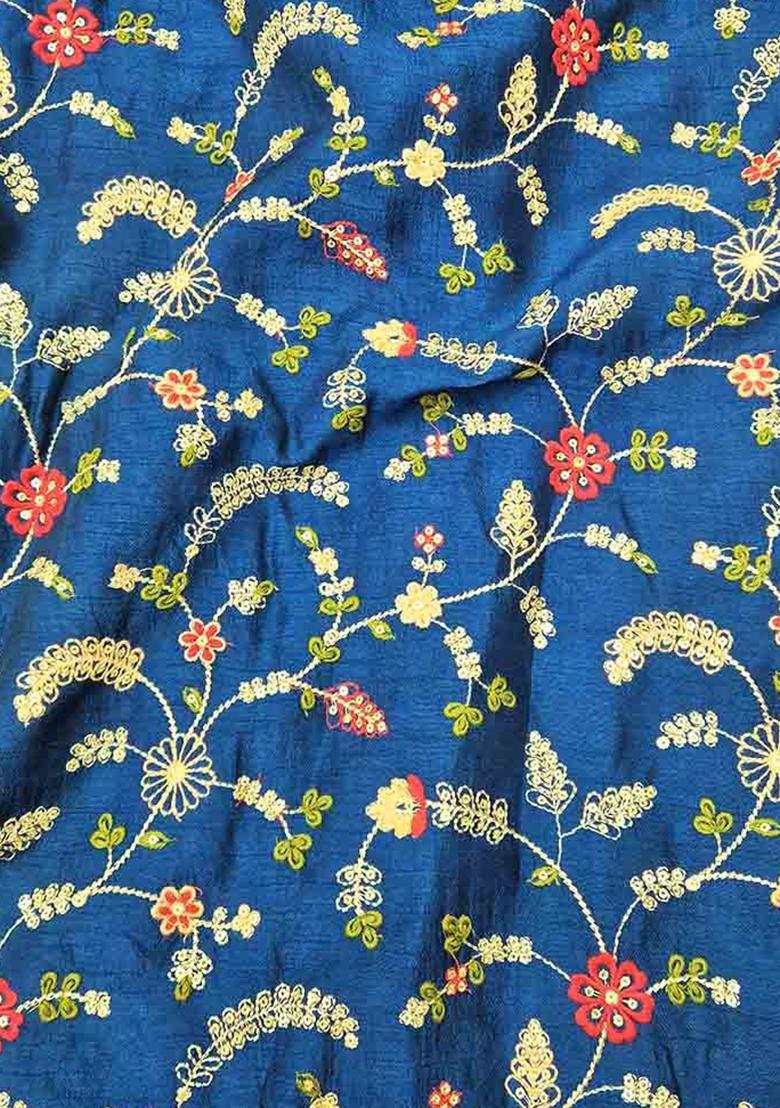 Blue Printed Georgette Lehenga Set - Indya