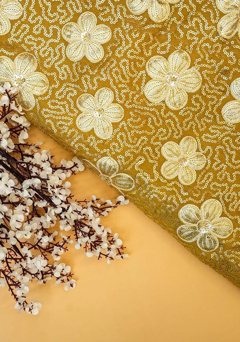 Yellow Embroidered  Georgette Lehenga Set - Indya