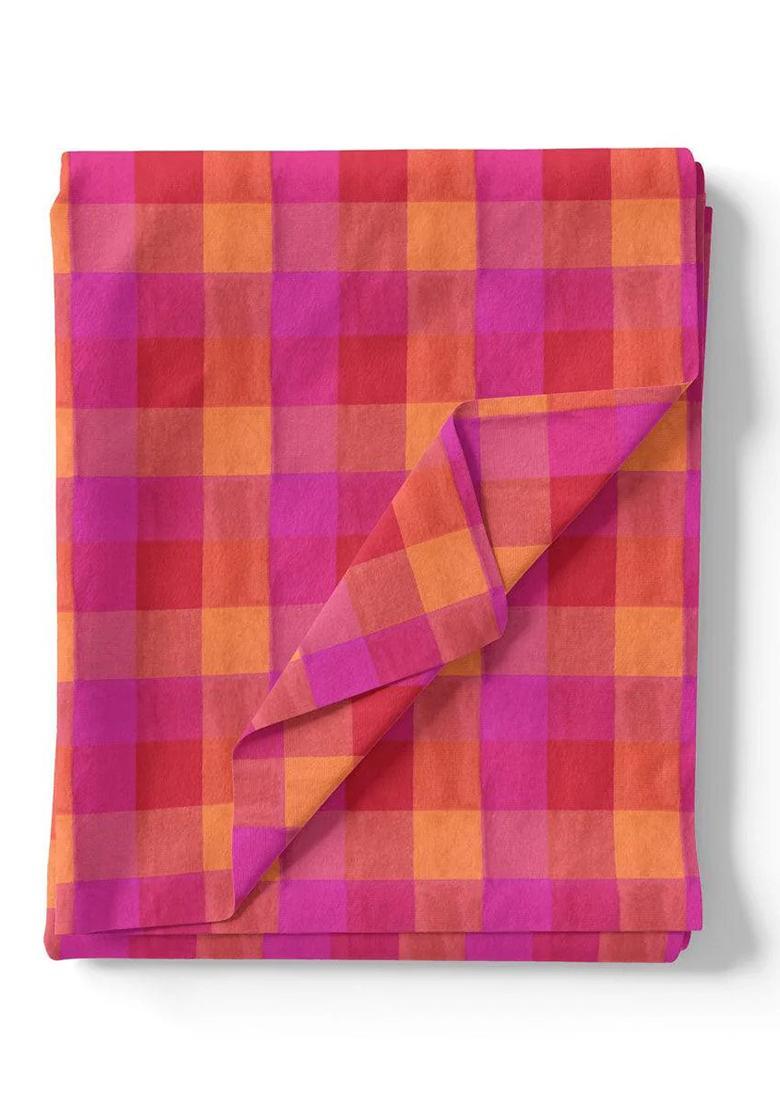 Orange Printed Pre Draped Saree Set - Indya
