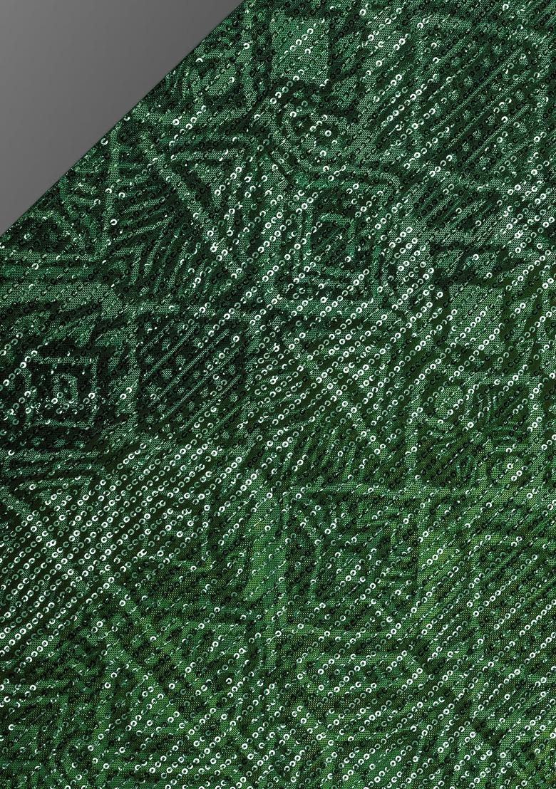 Green Embellished Net Fusion Set - Indya