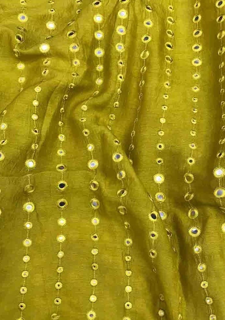 Henna Green Embroidered Georgette Fusion Set - Indya