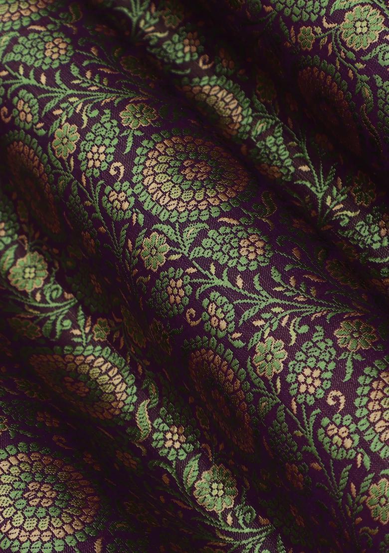 Purple Jacquard Brocade Lehenga Set - Indya