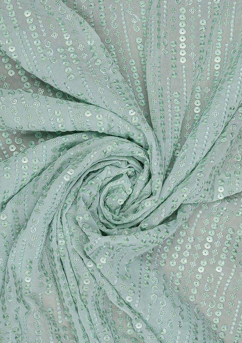 Sea Green Sequin Georgette Lehenga Set - Indya