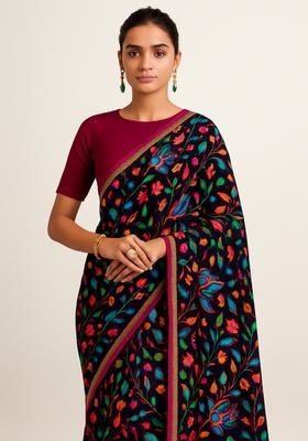 Multicolor Printed Rayon Pre Draped Saree Set