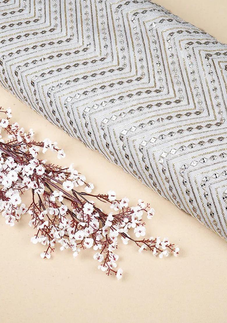 Cream Embroidered Georgette Sharara Set - Indya