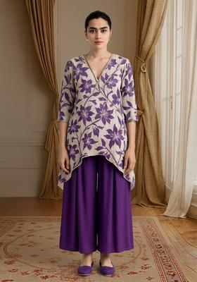 Beige Embroidered Tissue Fusion Set