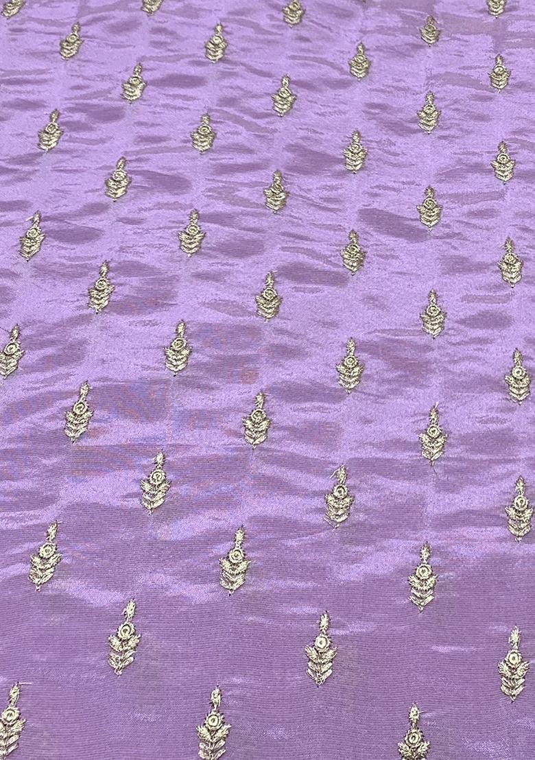 Lavender Sequin Embroidered Tissue Pre Draped Saree Set - Indya