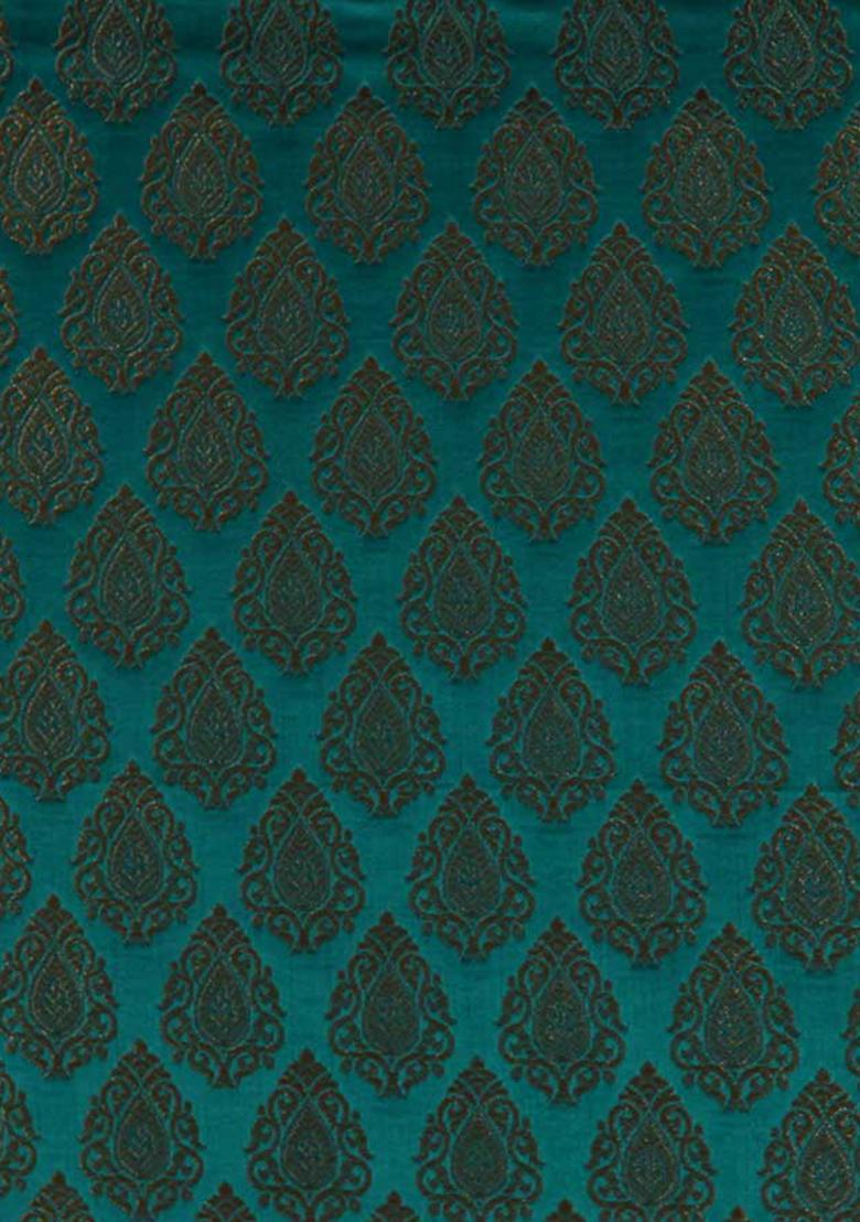 Turquoise Blue Brocade Co-Ord Set - Indya
