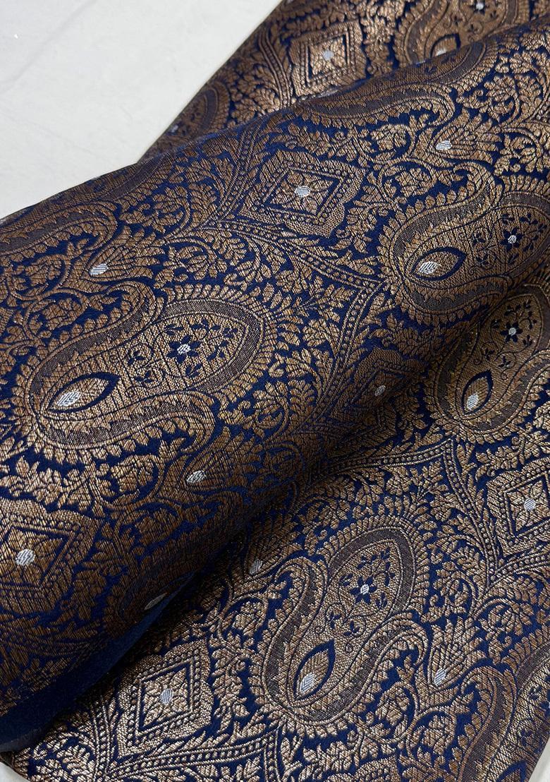 Dark Blue Brocade Skirt Set - Indya