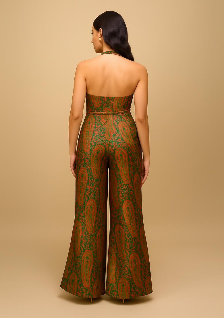 Green Brocade Co-Ord Set - Indya