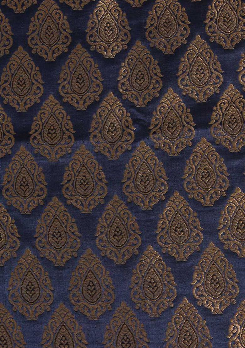 Dark Blue Brocade Dress - Indya