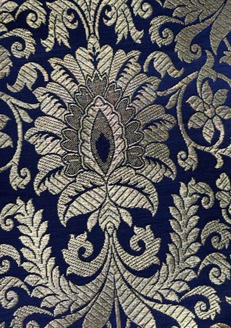 Blue Brocade Dress - Indya