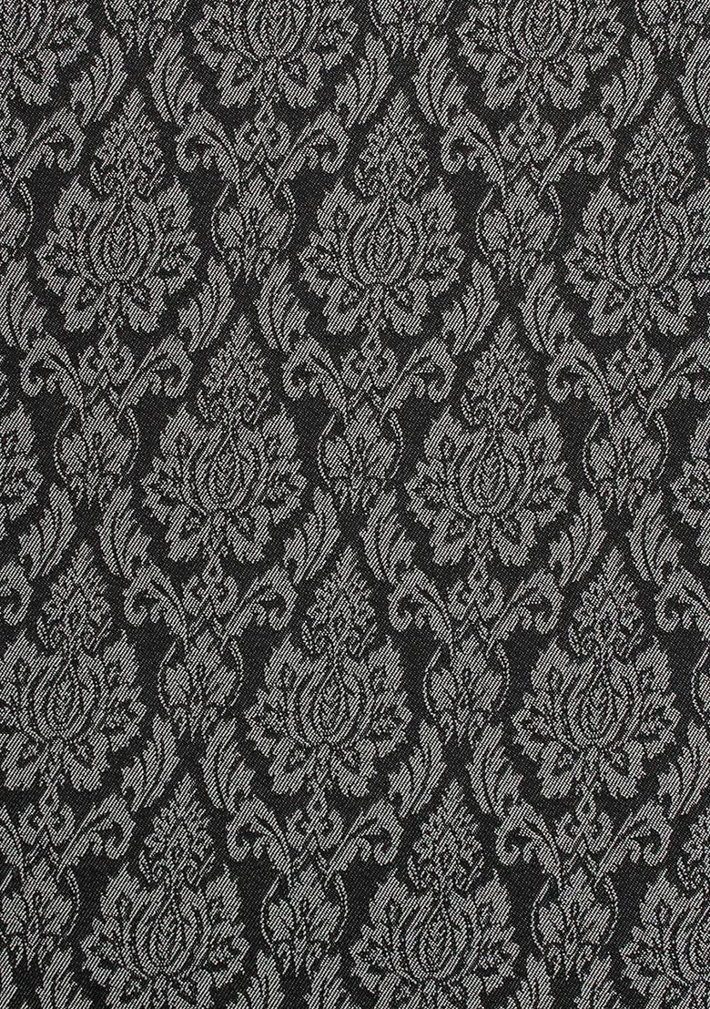 Black And Grey Jacquard Denim Dress - Indya