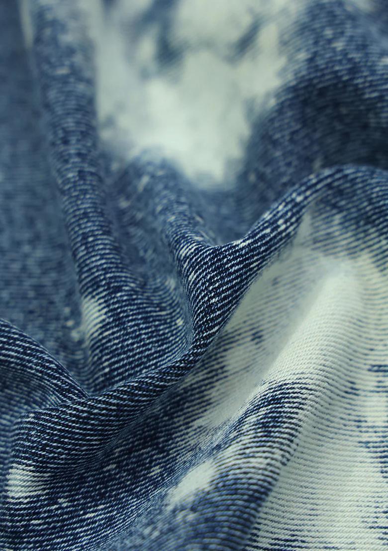 Blue Printed Denim Dress - Indya