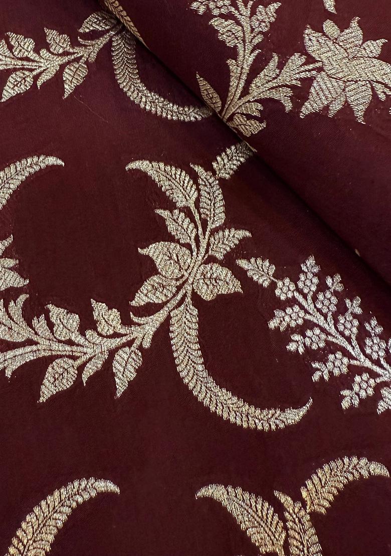 Dark Maroon Brocade Dress - Indya
