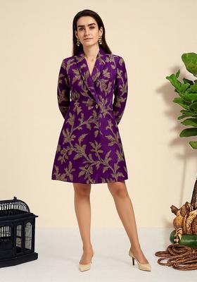 Purple Brocade Dress