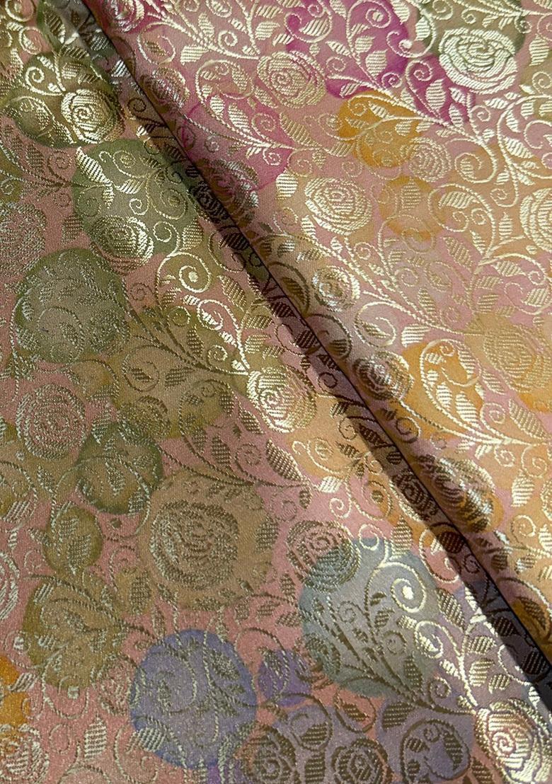 Peach Brocade Dress - Indya