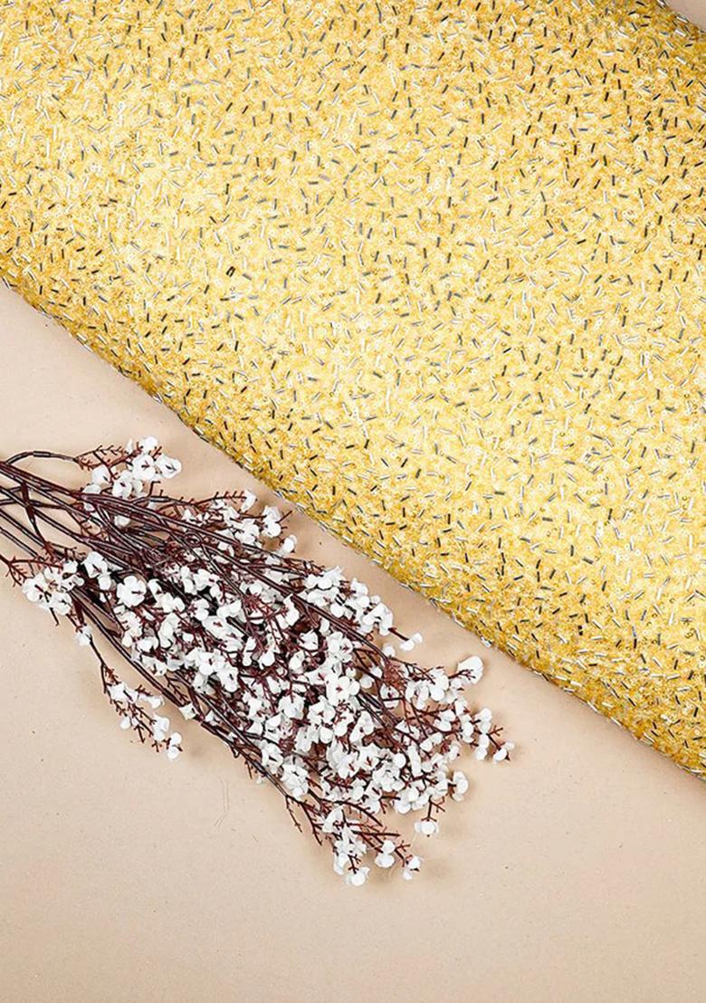 Yellow Sequin Embellished Blouse Georgette Lehenga Set - Indya