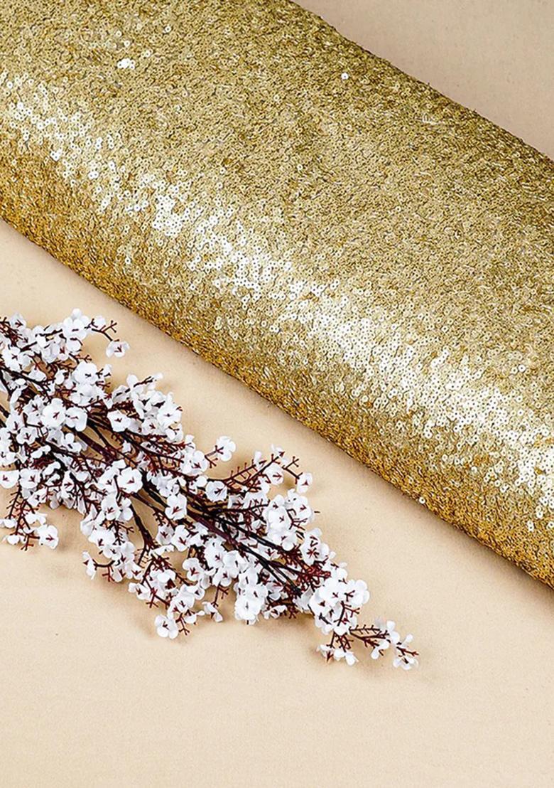 Golden Sequin Blouse Georgette Pre Draped Saree Set - Indya