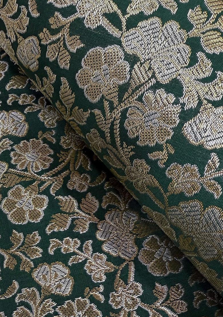 Green Brocade Strappy Crop Top - Indya