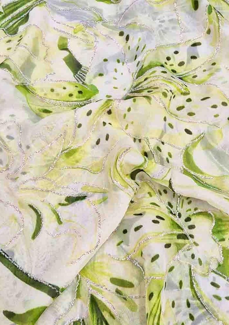 Light Green Printed Organza Lehenga Set - Indya