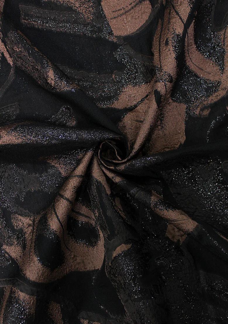 Black Embroidered Blouse Organza Pre Draped Saree Set - Indya