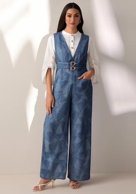 Light Blue Jacquard Denim Dress