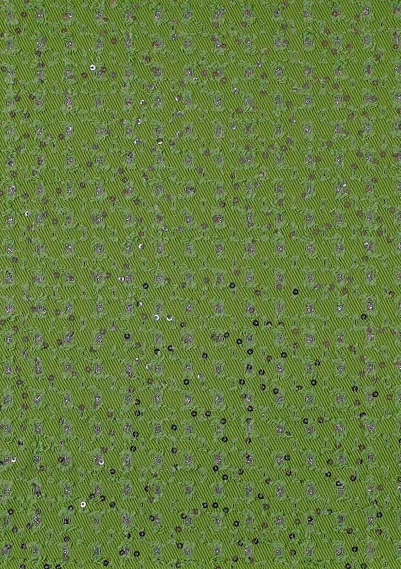 Green Sequin Cotton Denim Dress - Indya