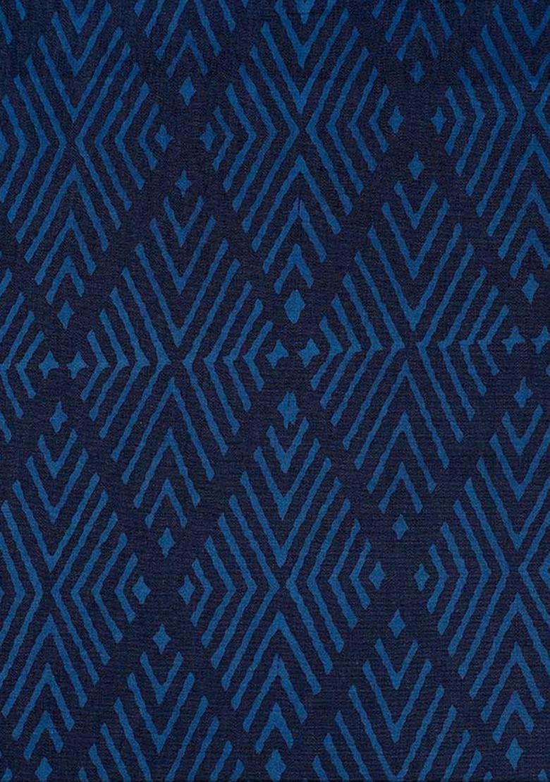 Navy Blue Printed Denim Dress - Indya