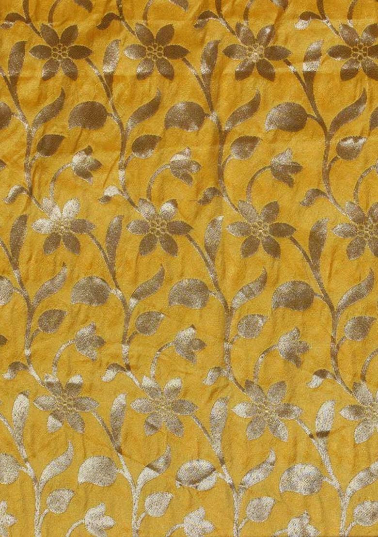 Golden Embroidered Brocade Dress - Indya