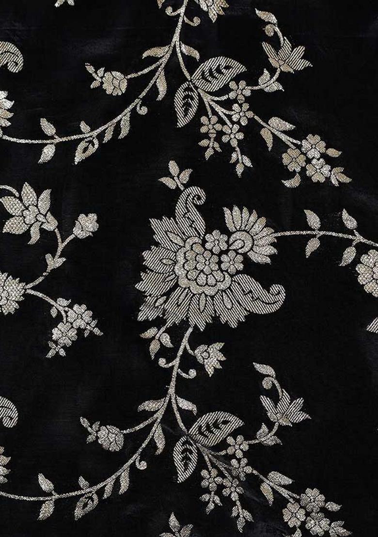 Black Embroidered Jacquard Dress - Indya