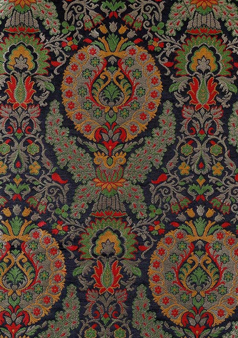Green Embroidered Brocade Dress - Indya