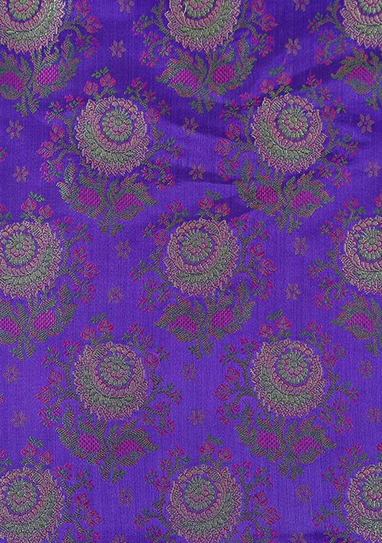 Purple Embroidered Brocade Dress - Indya