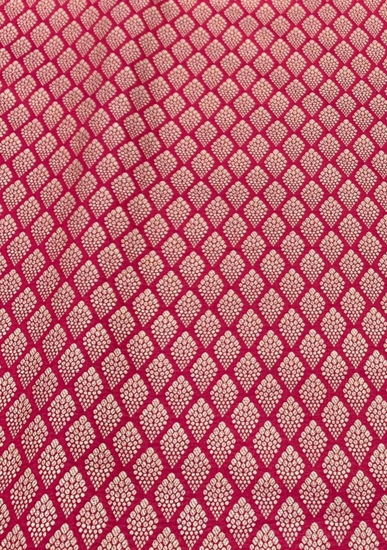 Hot Pink Embroidered Brocade Dress - Indya