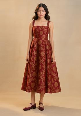 Maroon Brocade Dress