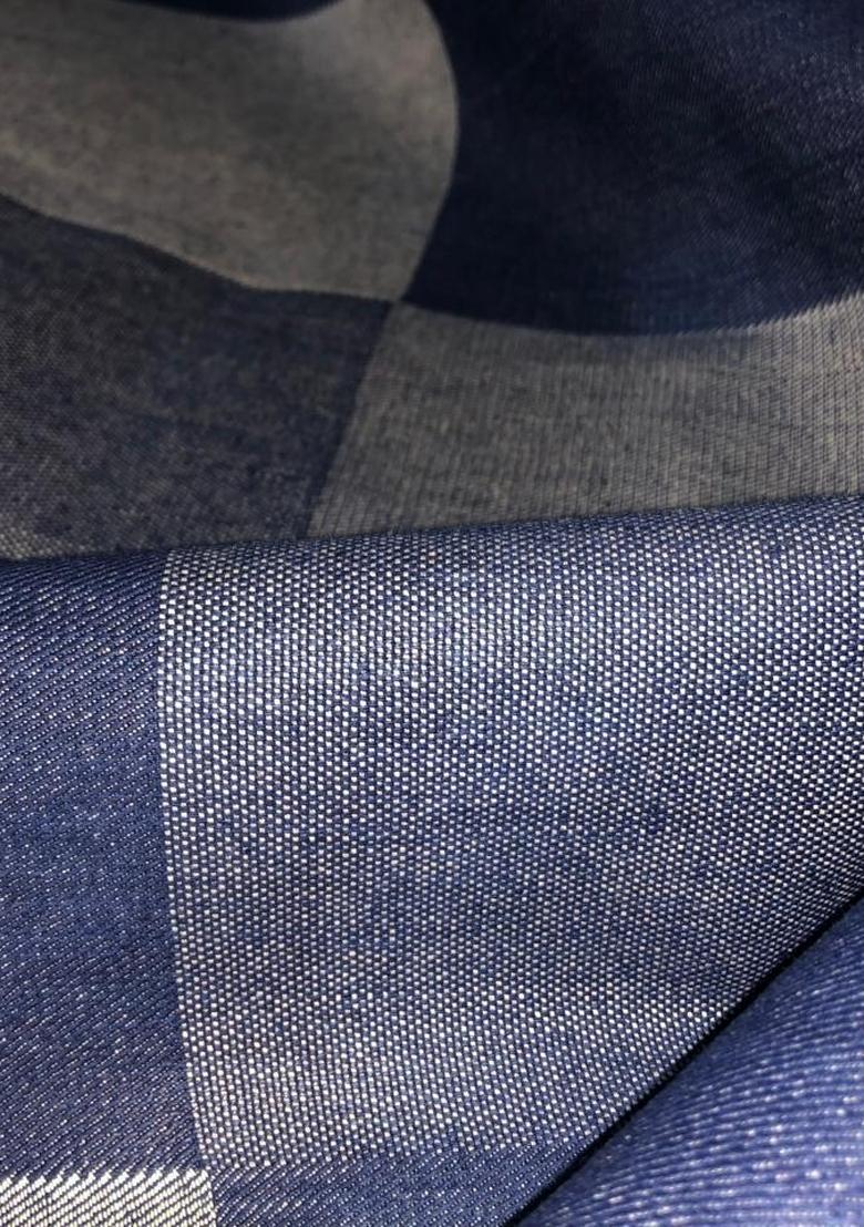 Blue Jacquard Cotton Denim Co-Ord Set - Indya