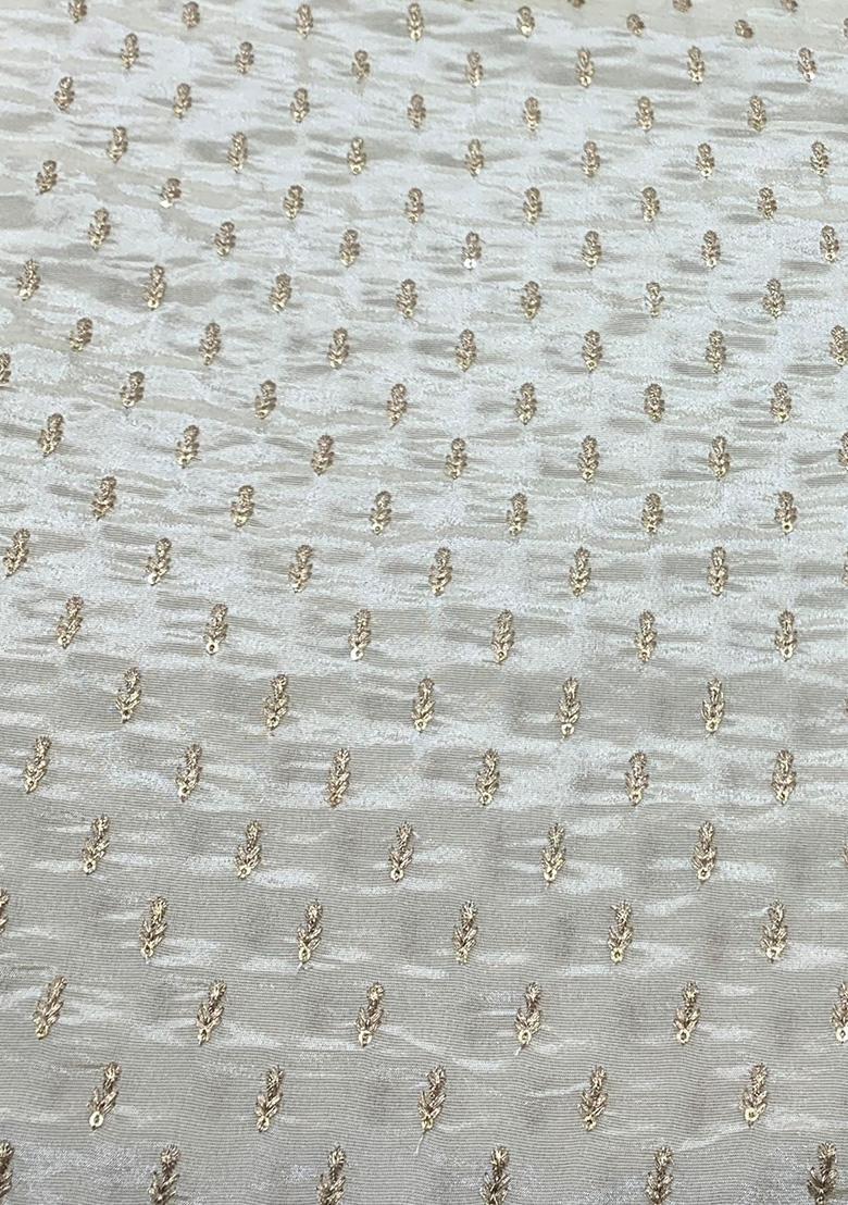 Off White Embroidered Tissue Kurta Set - Indya